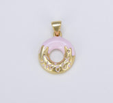 18K Gold Filled Colorful Dainty Donut Charm, CP1494